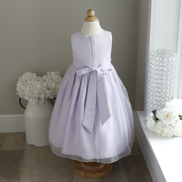 Lilac Lavender Dress Organza Satin Flower Girl Special Occasion Girl's size 3T - Picture 2 of 5